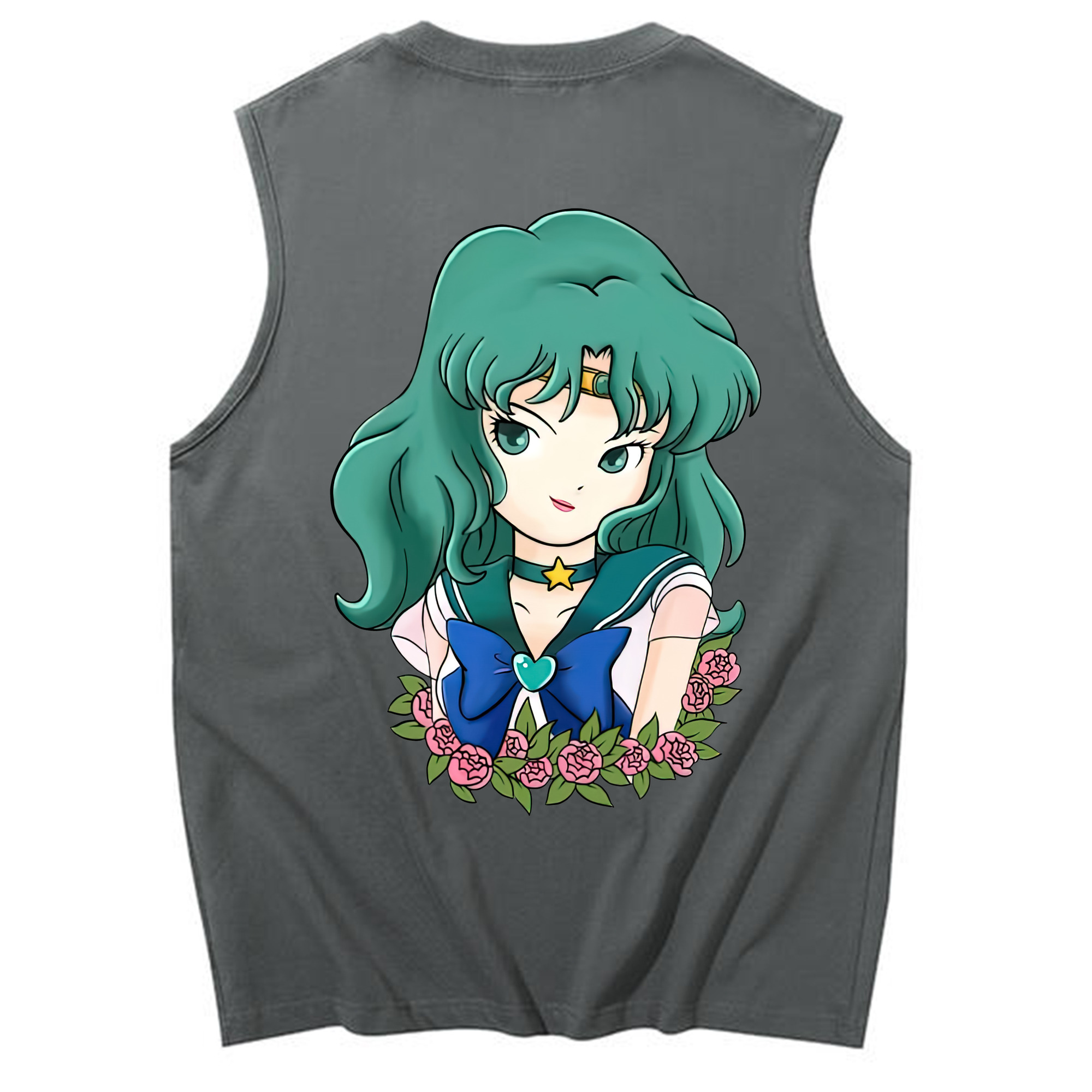 （画像用） 美少女戦士セーラームーン 海王 みちる（かいおう みちる） Sailor Moon Kaiou Michiru コットン100％タンクトップ（背面プリント）